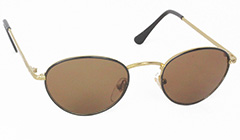 Ovala guldfärgade solglasögon med brunaktigt glas - Design nr. 3118