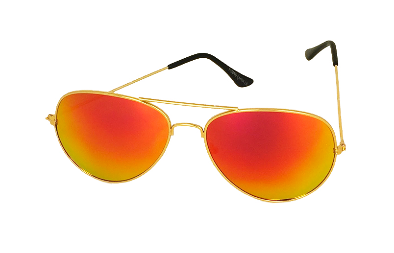 GuldfÃ¤rgade aviator med orange-gult spegelglas