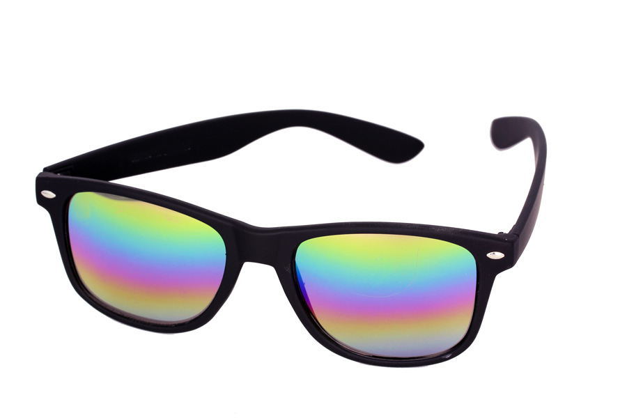 Mattsvarta Wayfarer med spegelglas